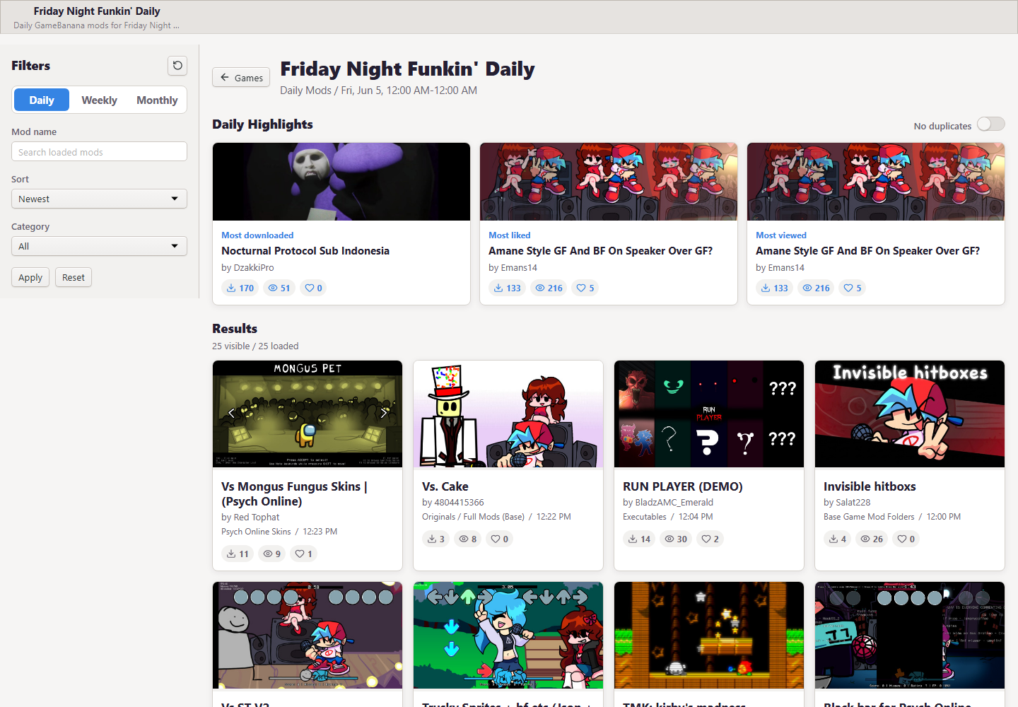 GameBanana Today mod list